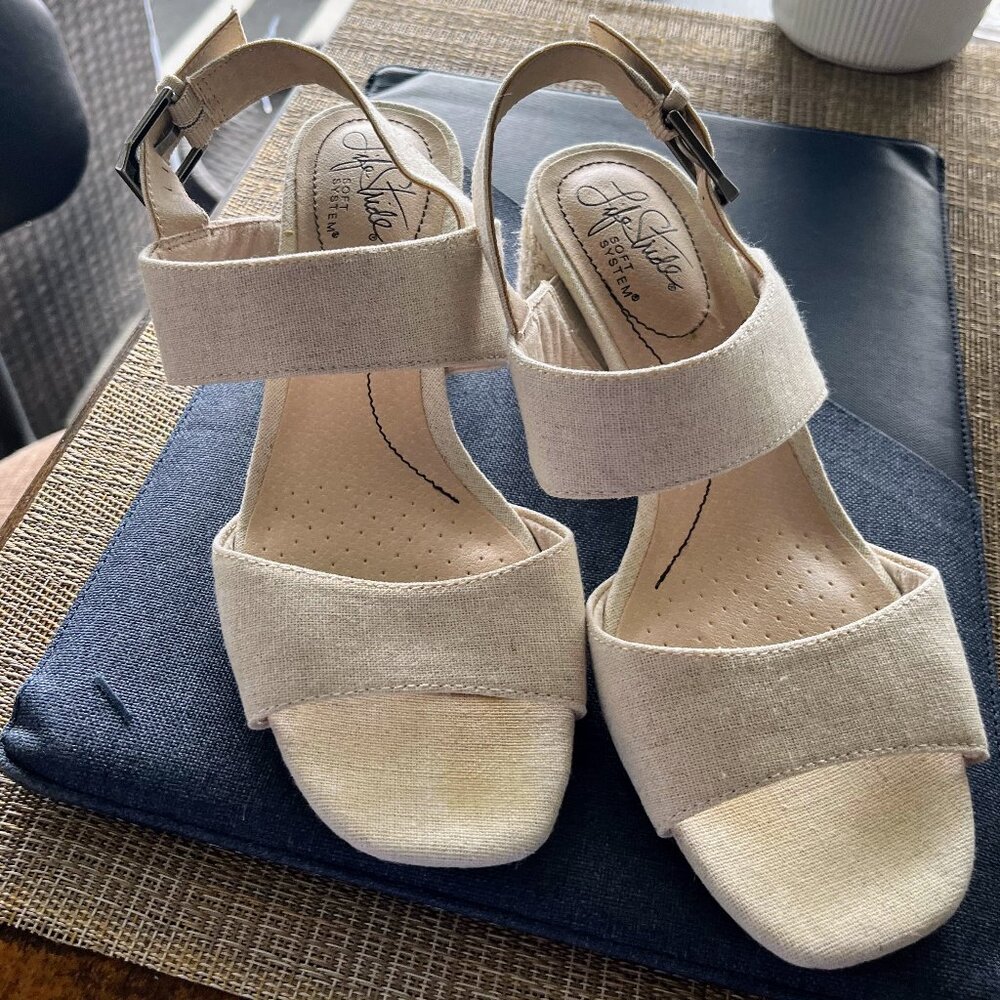 LifeStride CALDWELL Ivory Heeled Summer Sandals Sz 6.5